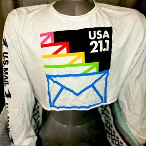 Postal Service long sleeve crop tee cotton